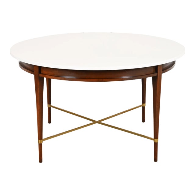Paul McCobb Irwin Collection Mahogany and Brass Round Dining Table or Game Table, 1950s For Sale