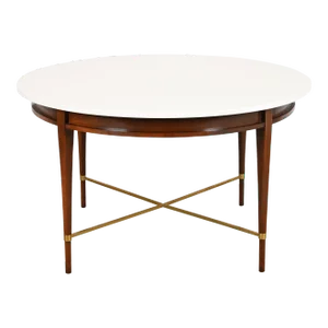 Paul McCobb Irwin Collection Mahogany and Brass Round Dining Table or Game Table, 1950s