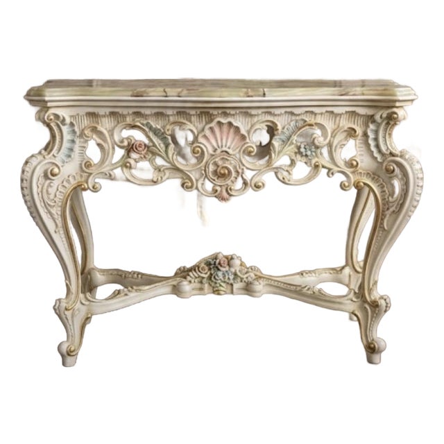 1960s Italian Rococo Console Table Baroque Revival For Sale