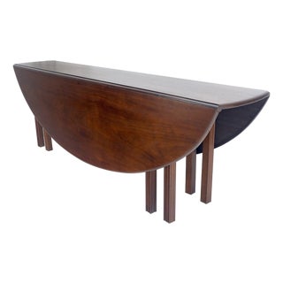 Solid Walnut Very Fine Large 8' Long Console 24" Drop Leaf Dining Console Table For Sale