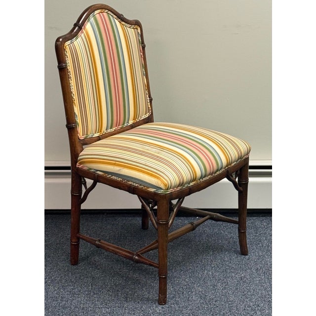 1990s Vintage Hollywood Regency Faux Bamboo Chairs - A Pair For Sale - Image 5 of 11