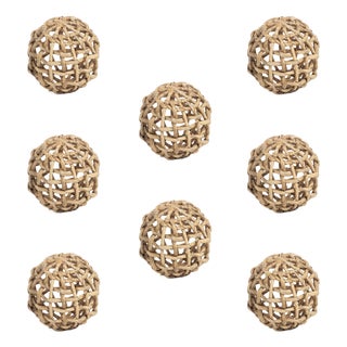 8-Piece Water Hyacinth Twisted Fill Decorative Ball Set, 4.75" For Sale