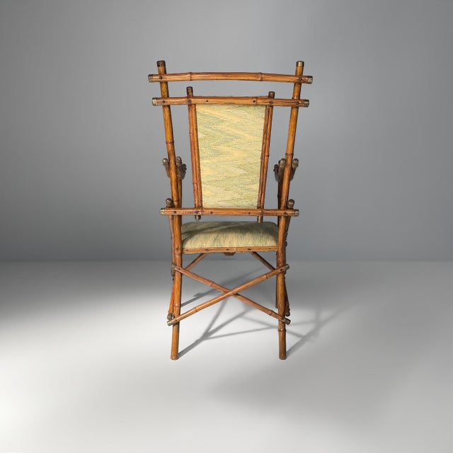 Art Deco Italian Armchairs in Fabric and Bamboo, 1930s, Set of 2 For Sale - Image 4 of 18