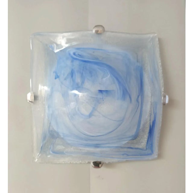Mazzega Murano 1960s Blue Square Murano Flush Mount For Sale - Image 4 of 8