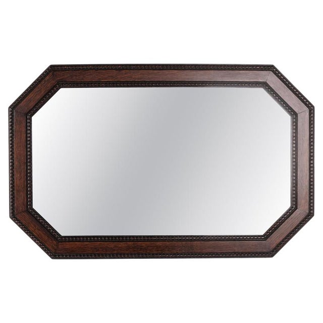 Wood Rectangular Mirror in Dark Wood, 1940s For Sale - Image 7 of 7