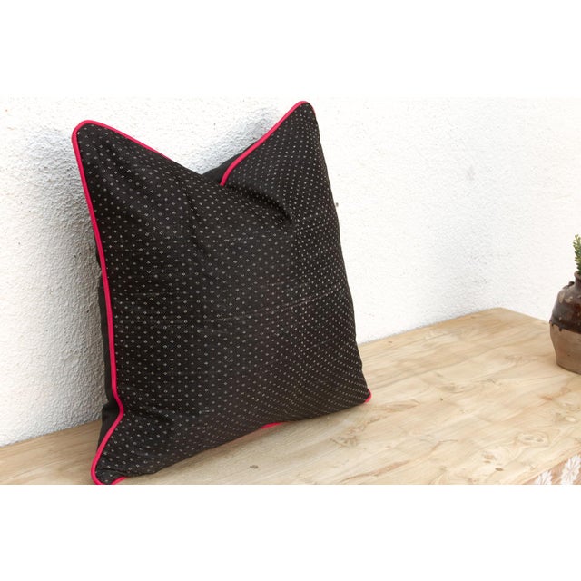 Neer Black Dotted Ahir Handloom Pillow For Sale - Image 4 of 6