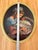 Blue 1990s Oil Painting the Quilter Portrait Signed Oval Gold Frame For Sale - Image 8 of 8