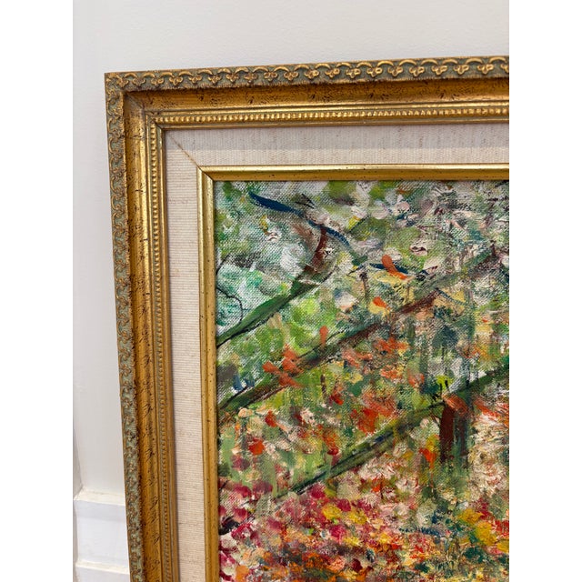 Jacob Epstein Impressionist Colorful Flower Botanical Garden Oil Painting, Framed, Signed M. Epstein, Dated 1943 For Sale - Image 4 of 8