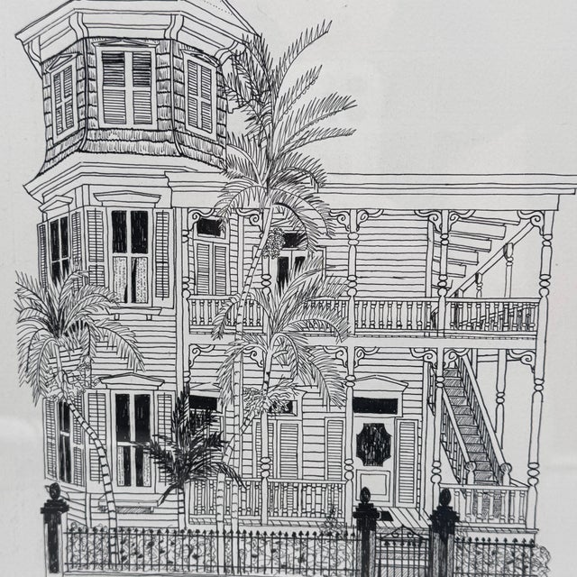 2000 - 2009 The Artist House, Key West Original Pen & Ink Drawing Signed 2001 For Sale - Image 5 of 12