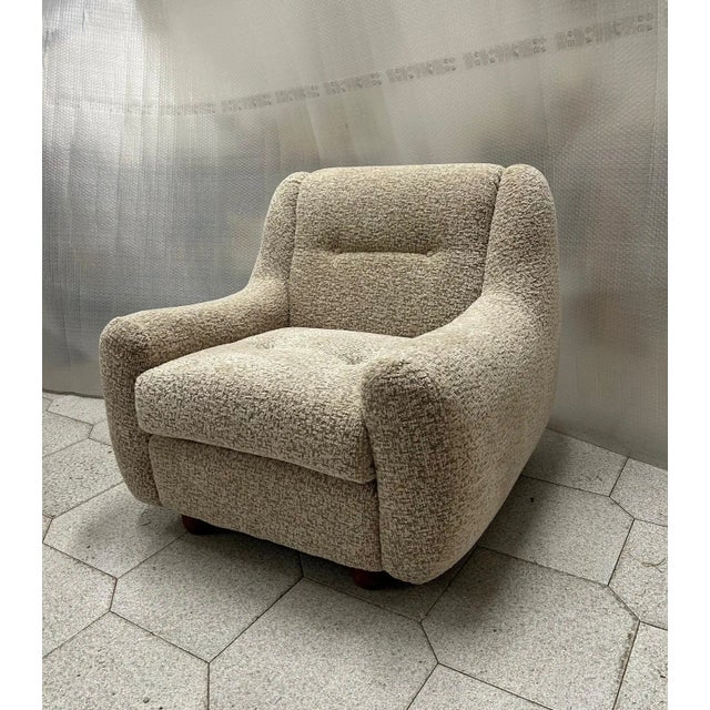 Mid-Century Modern Set of Chairs with Spherical Legs in White Bouclé Fabric, 2000s For Sale - Image 3 of 6