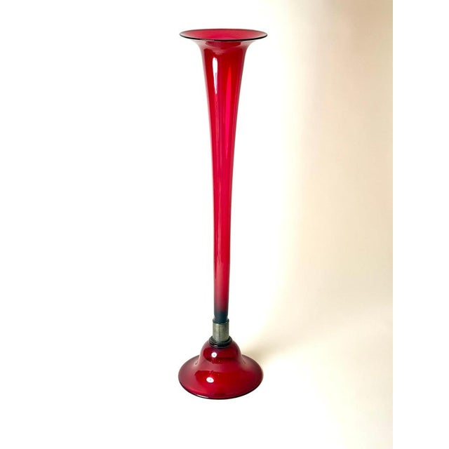 Art Glass Murano Ruby Red Floor Vase, Italy, 1960s For Sale - Image 10 of 18