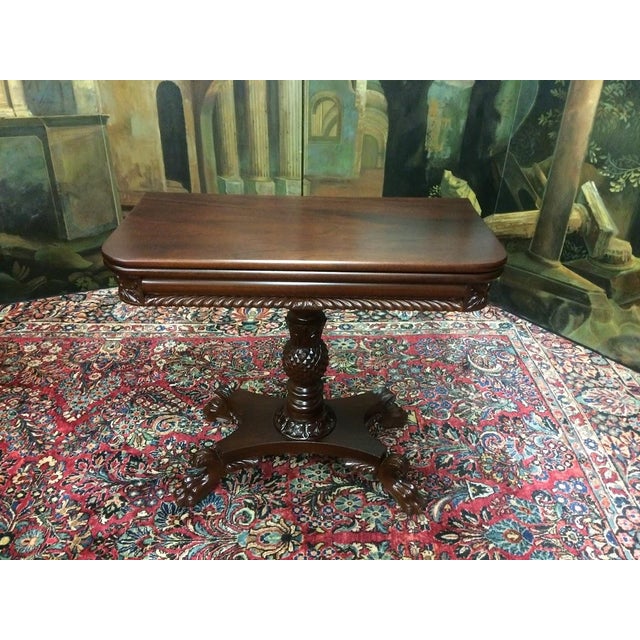 Wood Antique Empire Games Table, Mahogany Game Table For Sale - Image 7 of 14