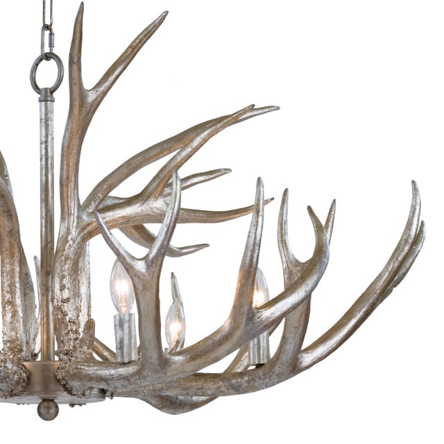 Regina Andrew Antler Chandelier in Ambered Silver Leaf For Sale - Image 4 of 7