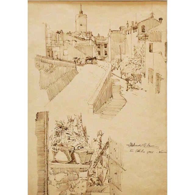 Ildebrando Urbani, Nemi, Ink Drawing by Ildebrando Urbani, Early 20th Century For Sale