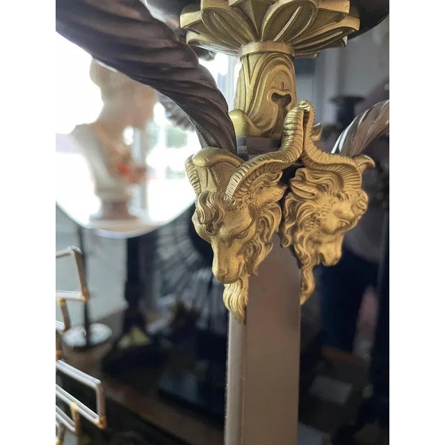 Pair of French Empire Revival Candelabra Lamps Bronze For Sale - Image 9 of 13