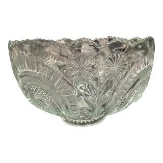 Vintage L.E.Smith Pinwheel and Stars Glass Punch Bowl. For Sale
