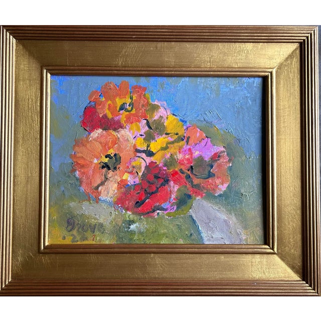 Contemporary impressionist oil painting on canvas board of a floral still life by listed artist Margaret Grove. Stunning...