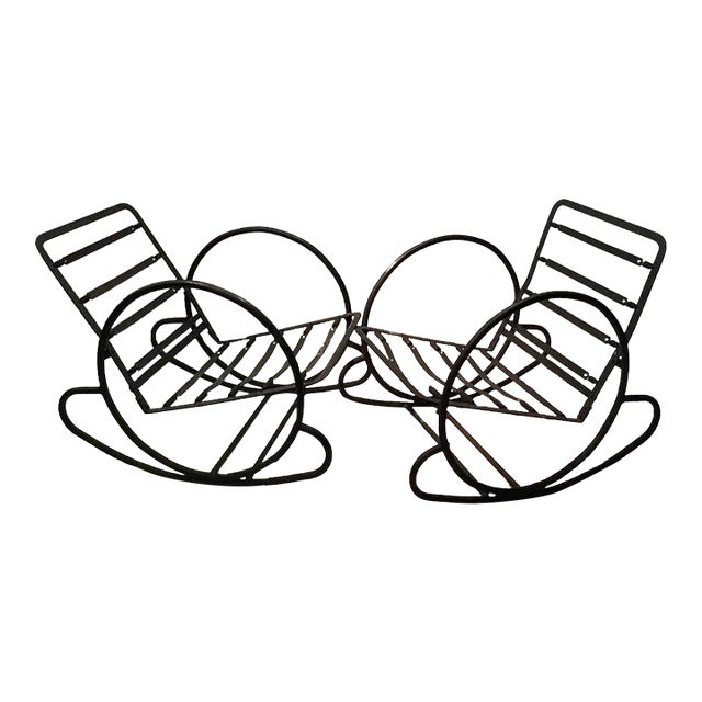 1930s American Art Deco Streamlined Tubular Steel “Hoop” Rocking Chair- Set of 2 For Sale