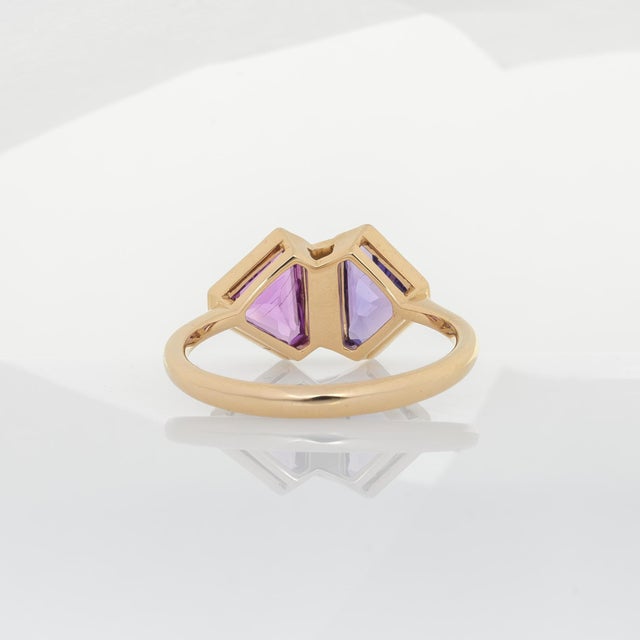 Metal 1.9Ct Pink & Purple Sapphire Ring With Natural Diamonds Accents: Solid 14k Gold, Size 6.75 For Sale - Image 7 of 8
