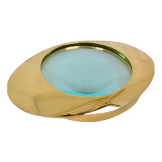 Large Decorative Brass Magnifying Glass Lens, 2000s For Sale