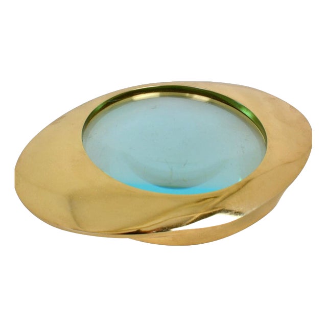 Large Decorative Brass Magnifying Glass Lens, 2000s For Sale