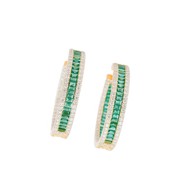 Natural diamond 3.07cts & emerald 5.08cts earring in 18k gold For Sale - Image 10 of 18