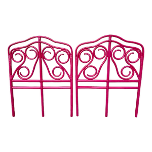 Vintage Rattan Magenta Twin Headboards - a Pair
