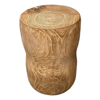 Andrianna Shamaris Hand Carved Teak Wood Side Table or Stool For Sale