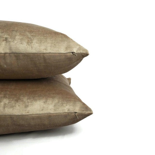 Kravet Flamme Velvet in Greige Pillow Cover For Sale In Portland, OR - Image 6 of 8