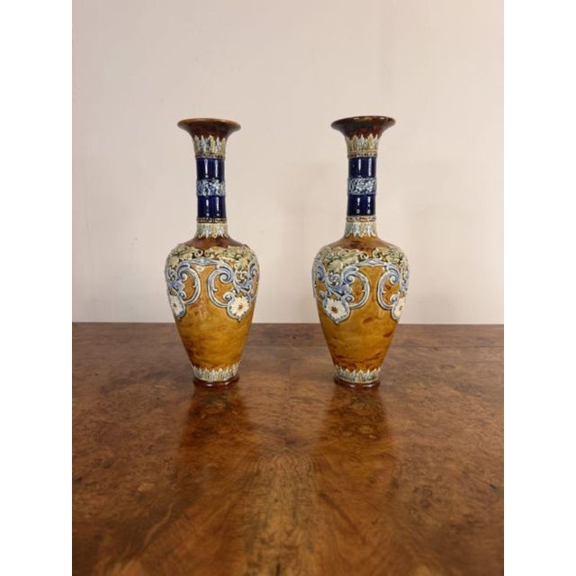 Antique Vases from Doulton Lambeth, 1880, Set of 2 For Sale - Image 3 of 7