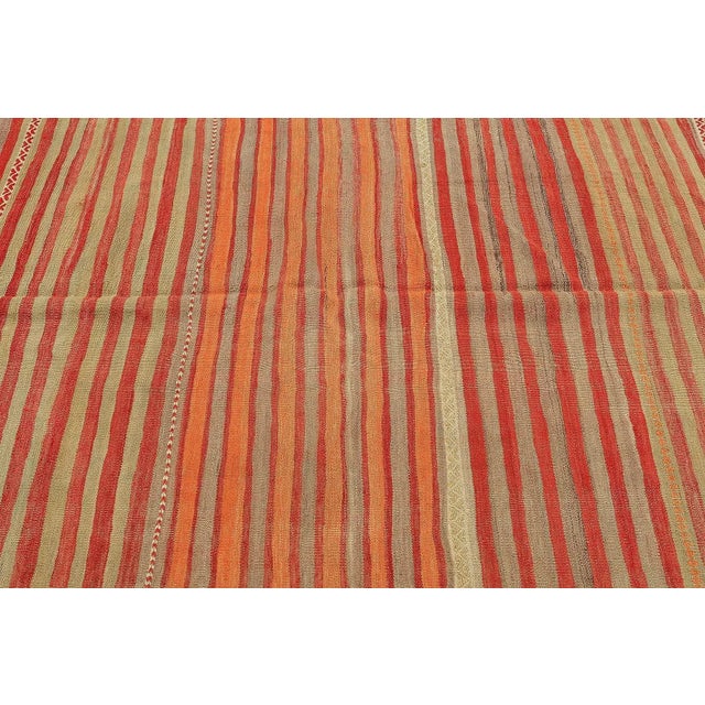 Mid 20th Century Striped Decorative Vintage Kilim Rug For Sale - Image 4 of 7