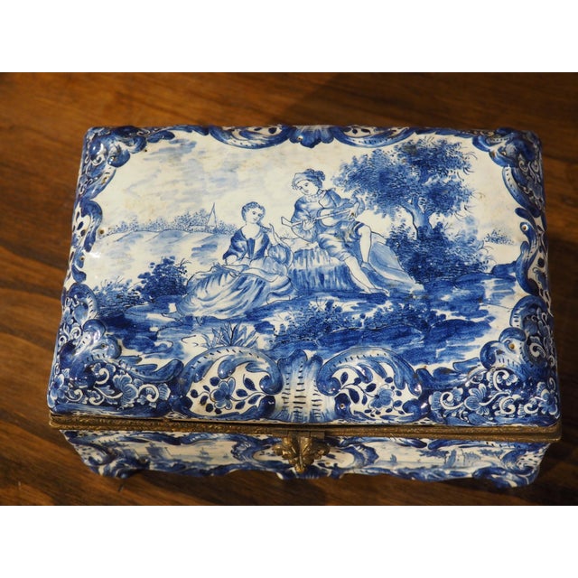 Hand Painted Blue and White Delft Table Box, Circa 1850 For Sale - Image 15 of 17