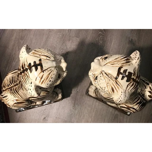 Burnt Umber 19th Century Large Chinese Cizhou-Type Tiger Statues - Set of 2 For Sale - Image 8 of 13