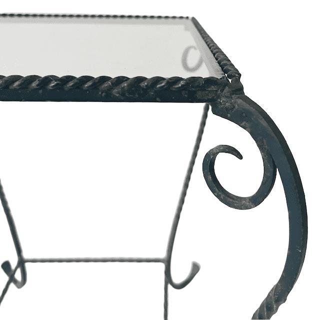 Vintage Wrought Iron and Glass Side Table, 1960s For Sale - Image 3 of 7