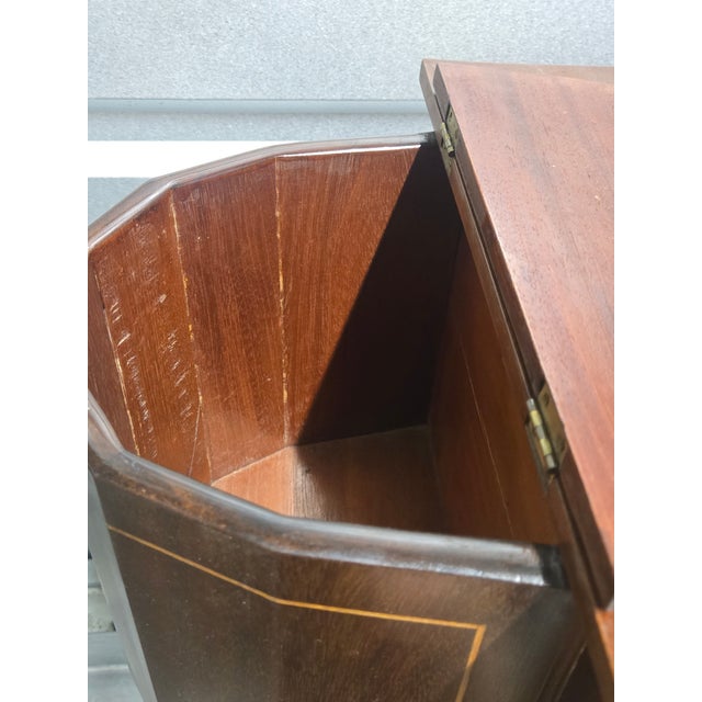 Wood Early 20th Century Federal Style Inlaid Mahogany Sewing Table Cabinet For Sale - Image 7 of 12