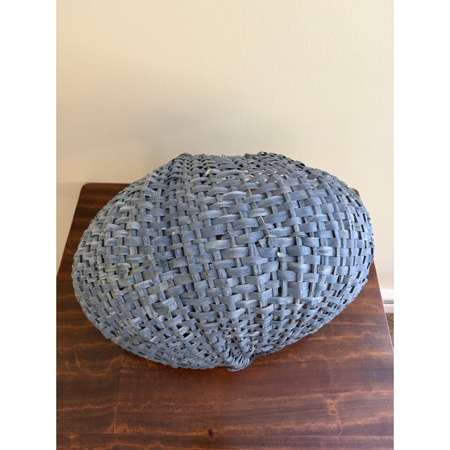 Large Early 20th Century American Blue Splint Oak Buttocks Basket For Sale - Image 10 of 10