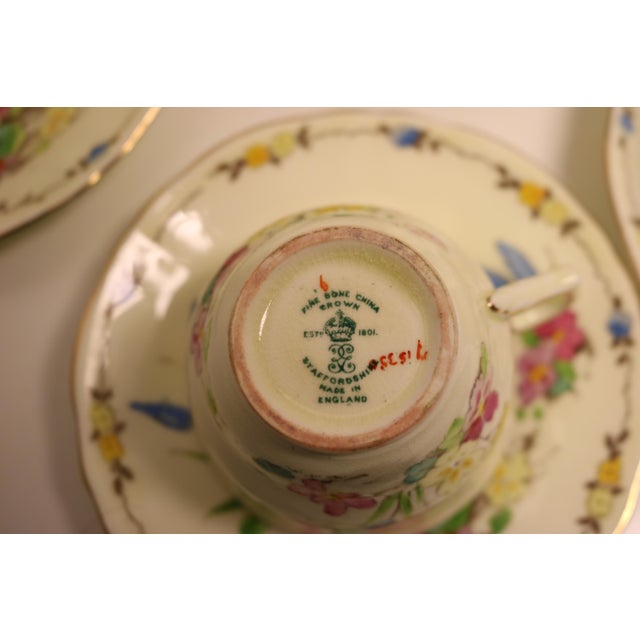 Ceramic 1930's Crown Staffordshire Cup and Saucers Set- 10 Pieces For Sale - Image 7 of 11