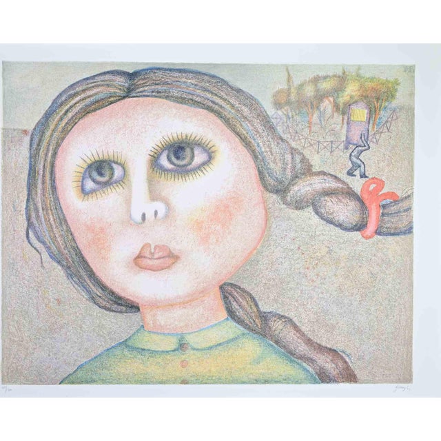 Colored lithograph on wove paper realized by Enrico Benaglia in 1980s. Edition of 130. Hand signed and numbered in pencil....