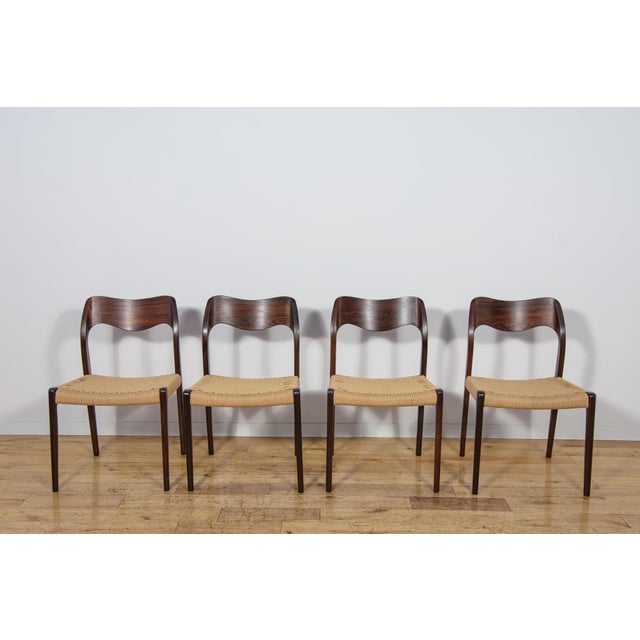 Mid-Century Modern Mid-Century Model 71 Dining Chairs in Rosewood by Niels Moller from J.L. Møllers, 1960s, Set of 4 For Sale - Image 3 of 18