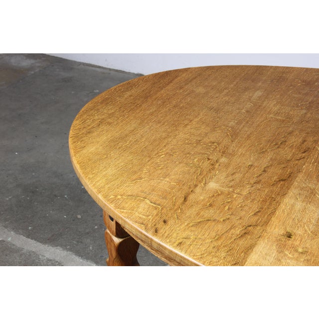 Vintage Danish Oval Oak Dining Room Table in the style of H. Kjærnulf, 1960s For Sale - Image 10 of 12