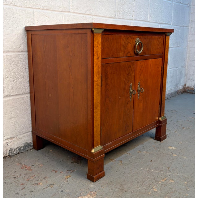 Baker Furniture Company Late 20th Century French Empire Style Cherry and Burled Wood Nightstand by Baker Furniture For Sale - Image 4 of 15