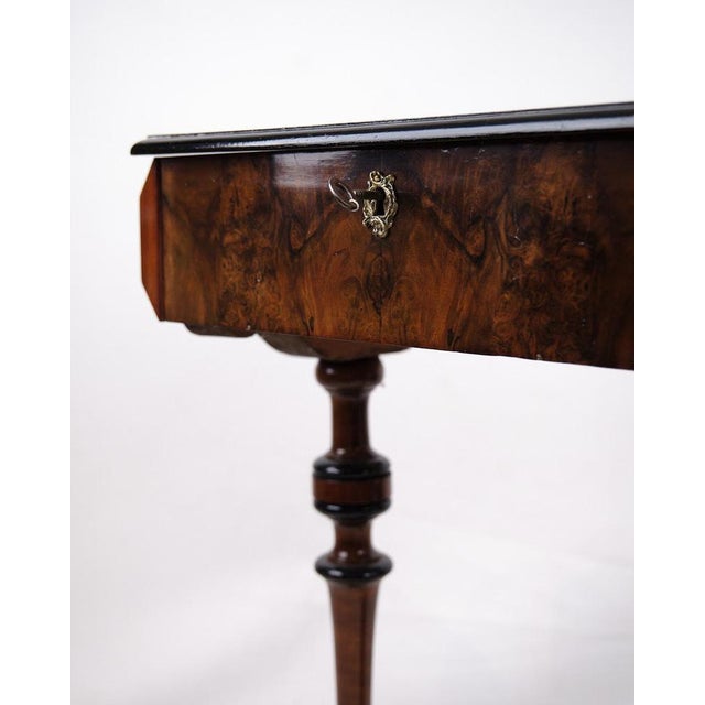 Antique Hand-Polished Mahogany Side Table with Storage and Turned Legs, 1890s For Sale - Image 5 of 13