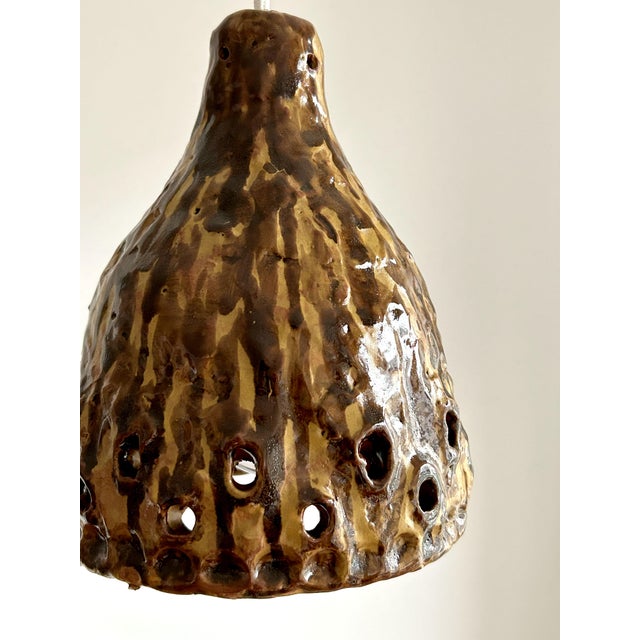 Black Brutalist Artisanal Danish Ceramic Pendant Lamp, 1960s For Sale - Image 8 of 9
