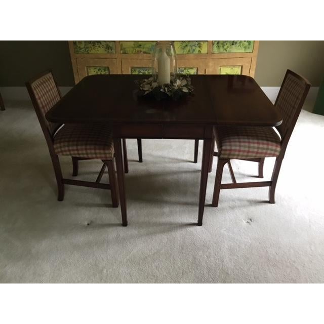 Vintage Brandt Mahogany Drop-Leaf Dining Table & Four Chairs With 21" Leaf and Custom Table Pads For Sale - Image 10 of 18