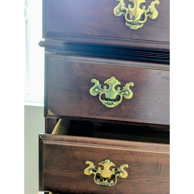 Pennsylvania House Late 20th Century Pennsylvania House Medallion Collection Solid Cherry Hardwood High Chest Georgian Chippendale Dresser For Sale - Image 4 of 8