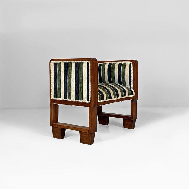 Italian Art Deco Benches in Fabric and Wood, 1930s, Set of 2 For Sale - Image 4 of 18