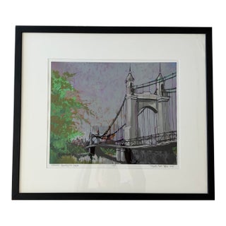 "Cezanne's Hammersmith Bridge" Artist's Proof Serigraph by Nevada Artist Richard Allen Wells 27.25"x22" Framed For Sale