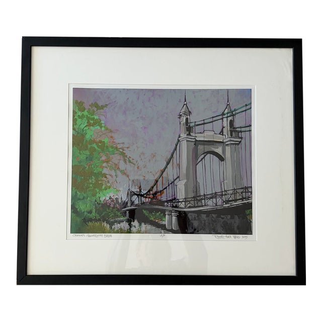 "Cezanne's Hammersmith Bridge" Artist's Proof Serigraph by Nevada Artist Richard Allen Wells 27.25"x22" Framed For Sale