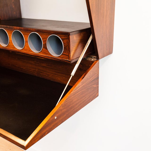 1960s Vintage Danish Modern Wall Mounted Rosewood Dry Bar by Erik Buck for Dyrlund For Sale - Image 5 of 18