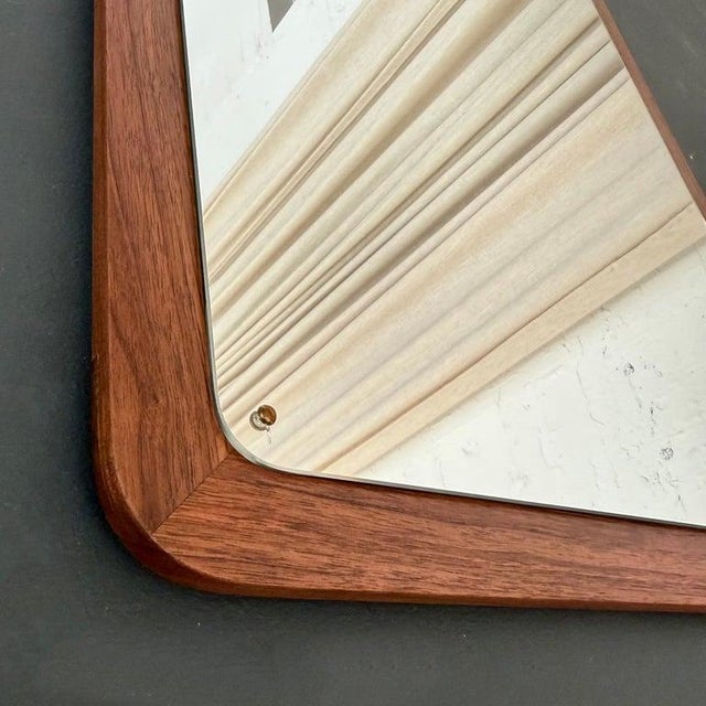 Brown Custom Modern Minimal Walnut Wall Mirror For Sale - Image 8 of 8